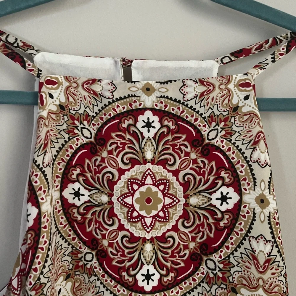 INC International Concepts Red and White Floral Blouse - Picture 3 of 8